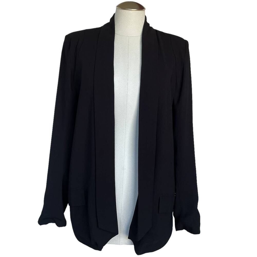 Women's Anthropologie Cartonnier Black Blazer Open Front Workwear Jacket‎ Medium